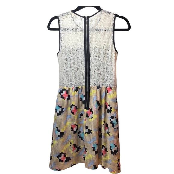 128. RACHEL Rachel Roy Geometric Lace Sleeveless Dress Womens Size 4 Fit & Flare - Picture 2 of 11